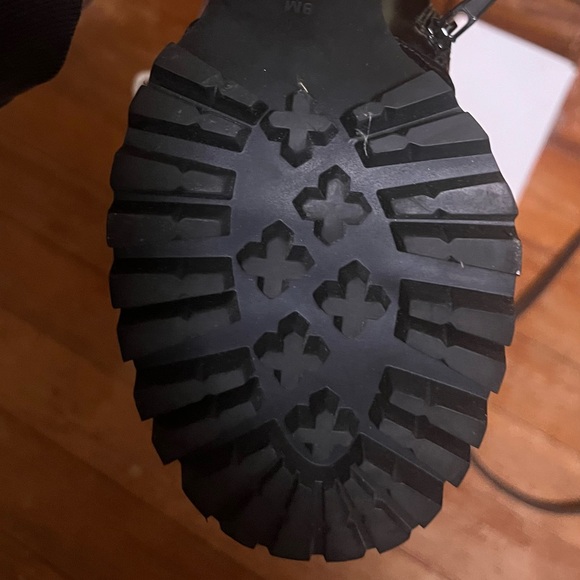 Jeffrey Campbell Refresh Black Box Leather Platform Chunky Lace-Up Ankle Booties - Picture 4 of 7